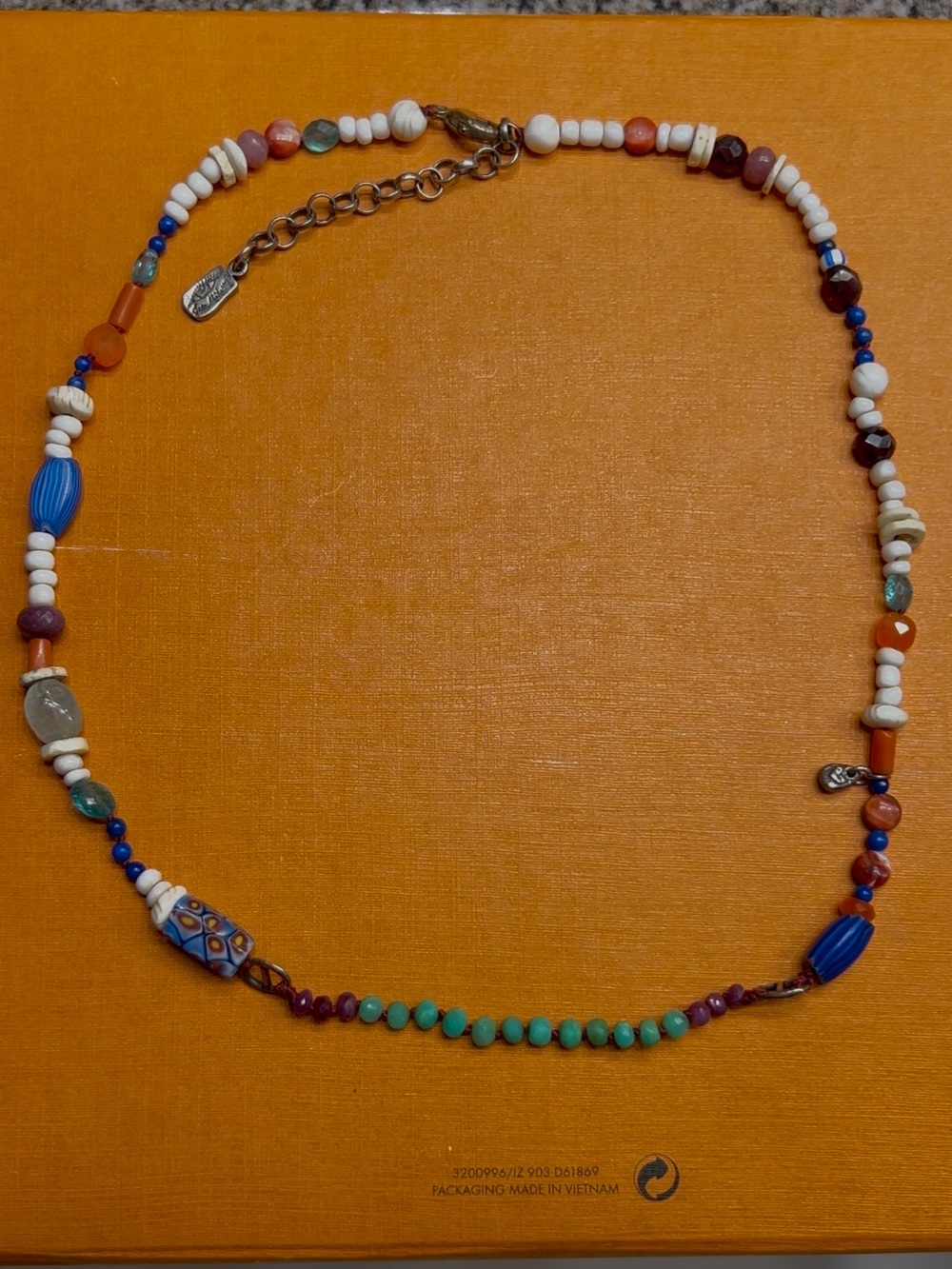Rare Vintage Jes MaHarry Gemstone Beaded Necklace Sterling Silver Signed